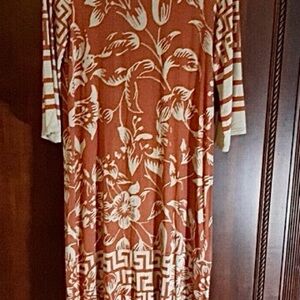 Soft Surroundings Terracotta Floral Long Sleeve Dress
